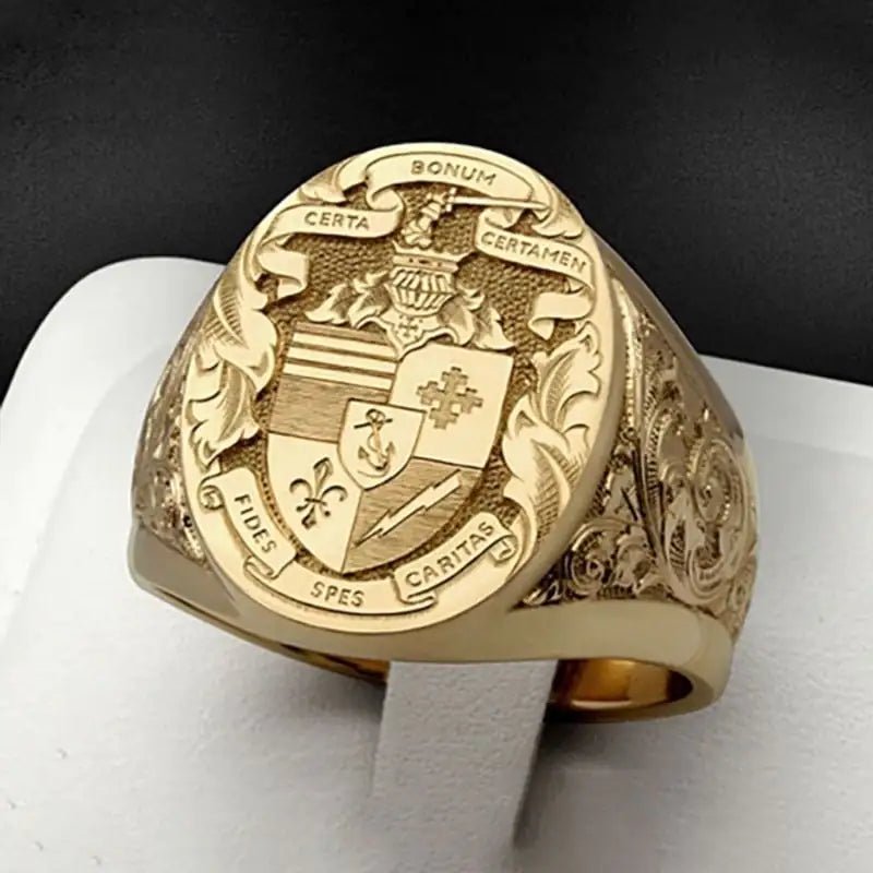 Vintage Engraved Godfather Ring for Fashion Enthusiasts - Catch Cards