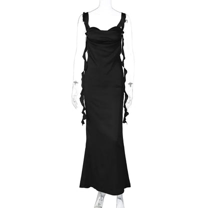 Lace Sling Backless Fashion Ruffles Ribbon Dress WEM Support (www.WEM.support)