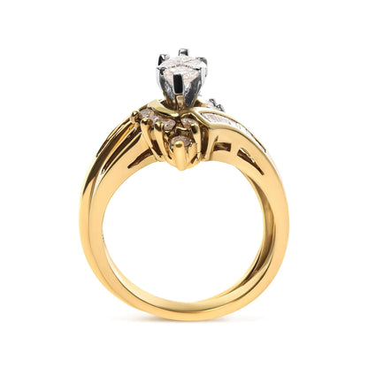 14K Two Tone 3/4 Cttw Diamond Engagement Ring Set (H-I Color, SI1-SI2 Clarity) WEM Support (www.WEM.support)