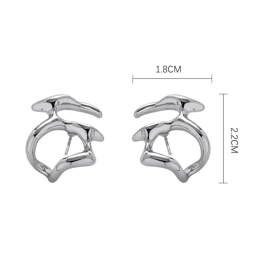 Irregular Liquid Metal Punk Hoop Earrings WEM Support (www.WEM.support)