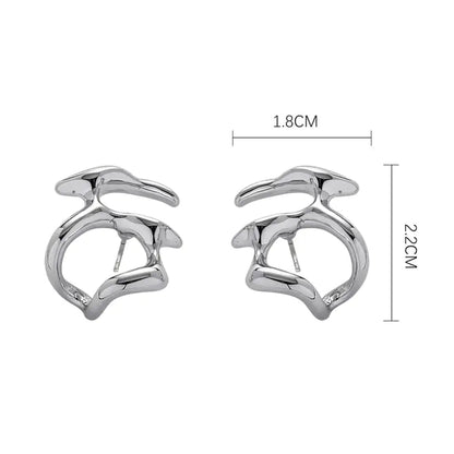 Irregular Liquid Metal Punk Hoop Earrings WEM Support (www.WEM.support)