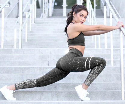 High Waisted Glittered Workout Leggings WEM Support (www.WEM.support)