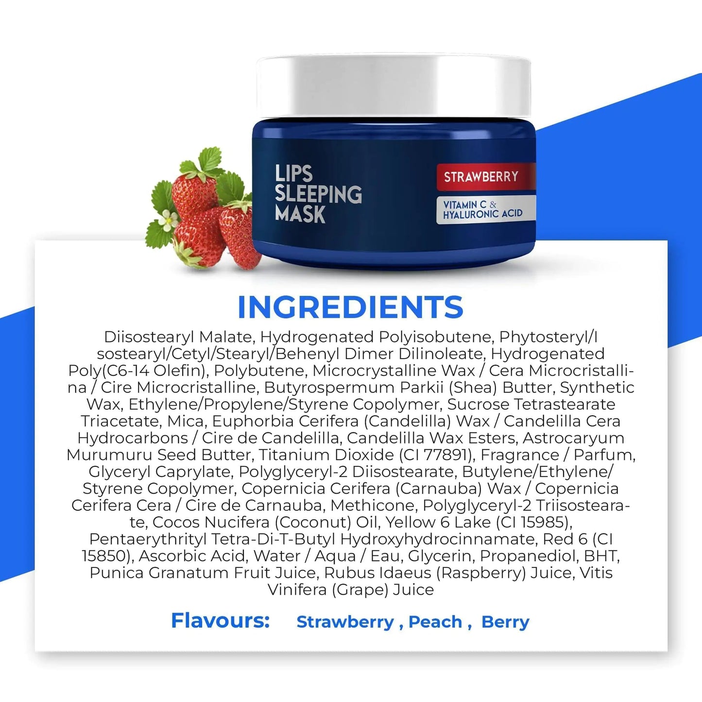 Lip Sleeping Mask with Hyaluronic Acid Vitamin C Nourish Hydrate Balm Strawberry WEM Support (www.WEM.support)