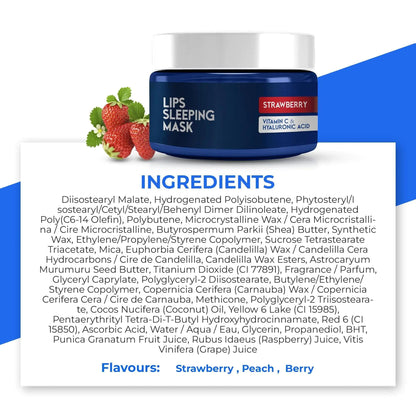 Lip Sleeping Mask with Hyaluronic Acid Vitamin C Nourish Hydrate Balm Strawberry WEM Support (www.WEM.support)