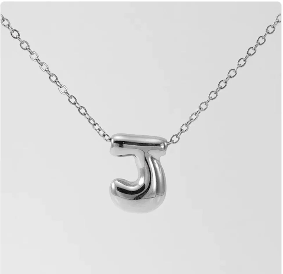 Women's Glossy Bubble Letter Pendant Necklace WEM Support (www.WEM.support)