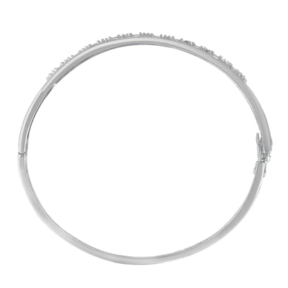 14K White Gold Round And Baguette-cut Diamond Bangle (1 cttw, H-I Color, SI2-I1 Clarity) WEM Support (www.WEM.support)