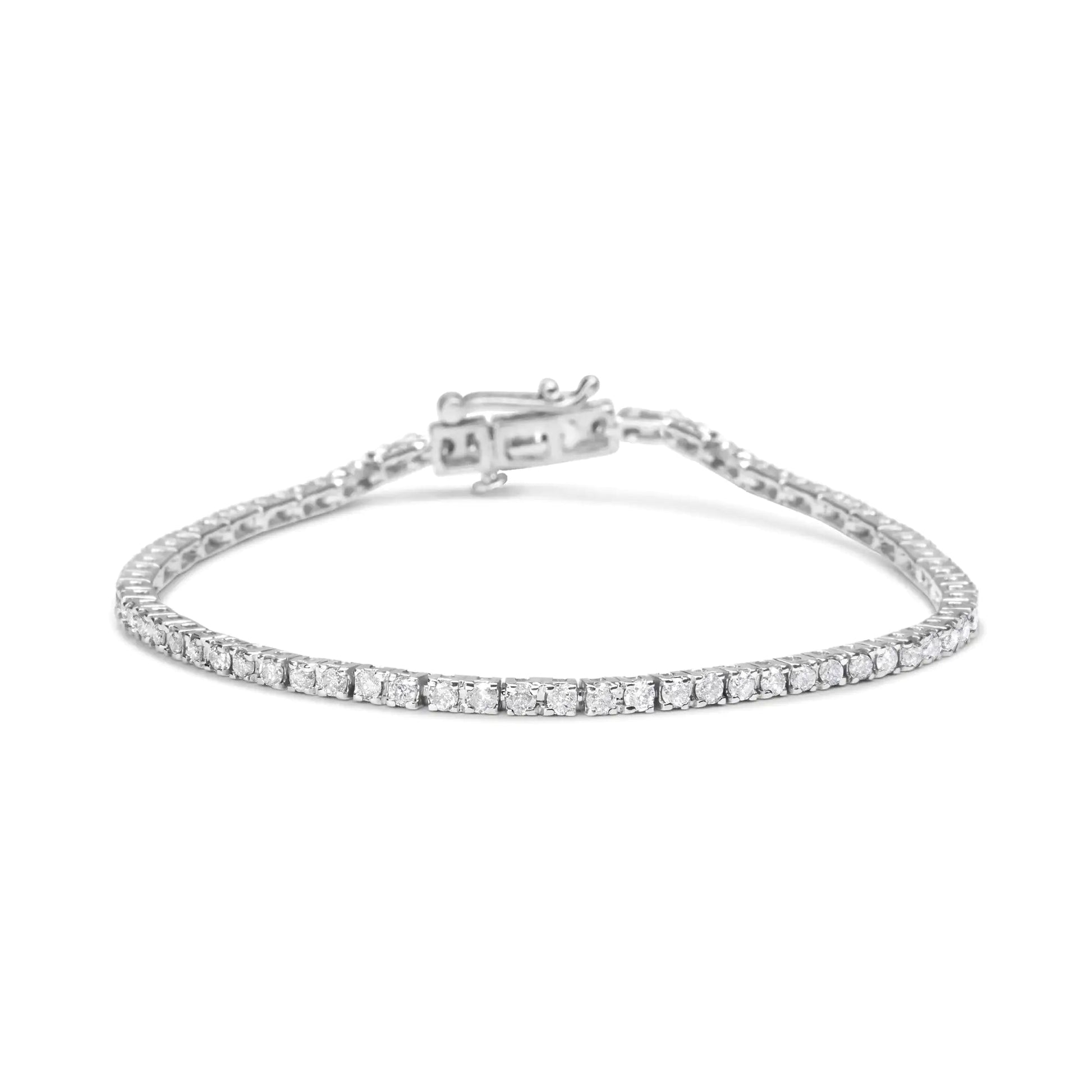 10K White Gold 2.0 Cttw Prong Set Round-Cut 7.25" Classic Lab Grown Diamond Tennis Bracelet (G-H Color, VS2-SI1 Clarity) WEM Support (www.WEM.support)