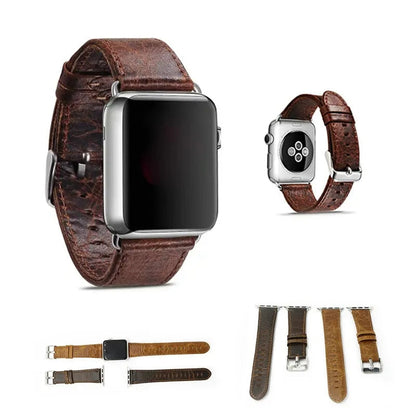 Handmade Vintage Leather iWatch Strap WEM Support (www.WEM.support)