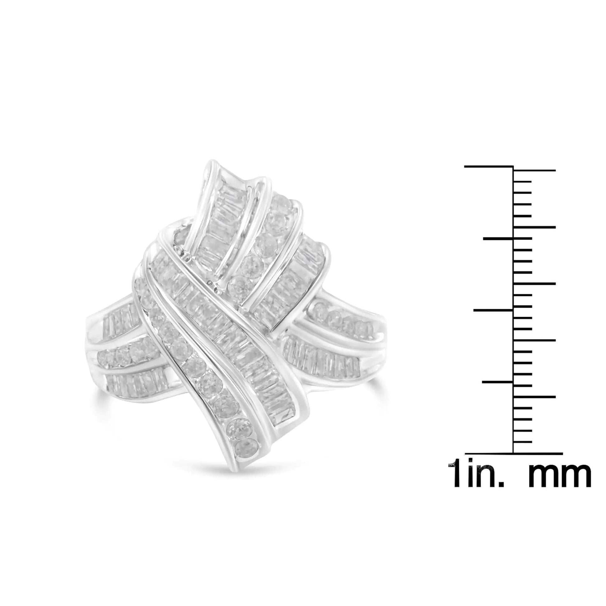 .925 Sterling Silver Diamond Bypass Cocktail Ring (1 Cttw, I-J Color, I2-I3 Clarity) WEM Support (www.WEM.support)