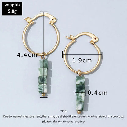 Broken Malachite Green Natural Stone Earrings HejK.com