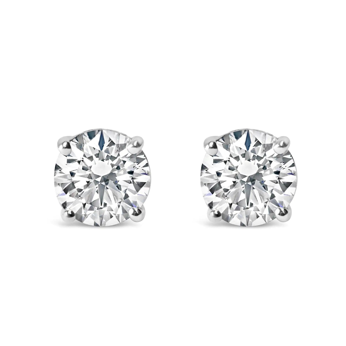 .925 Sterling Silver 1.0 Carat Round Brilliant Cut Lab Grown White Diamond 4-Prong Classic Solitaire Stud Earrings WEM Support (www.WEM.support)
