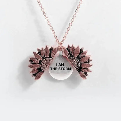 Sunflower Double-layer Lettering Necklace WEM Support (www.WEM.support)