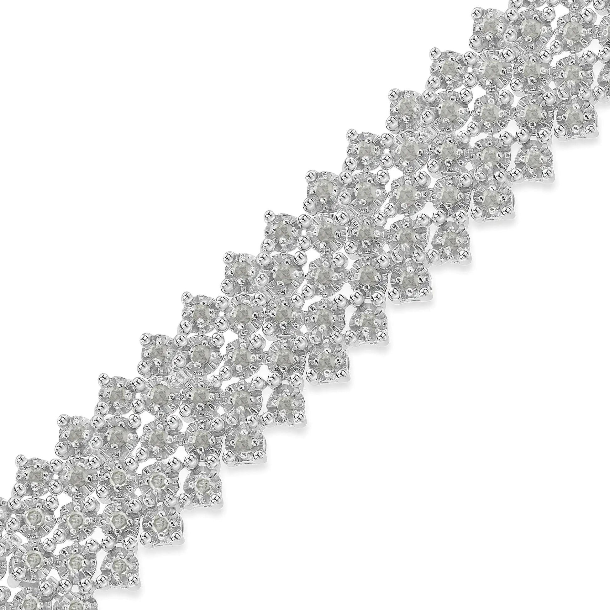 .925 Sterling Silver 3.0 cttw Diamond Multi-Row Tennis Bracelet (I-J Clarity, I3 Color) - Size 7" WEM Support (www.WEM.support)