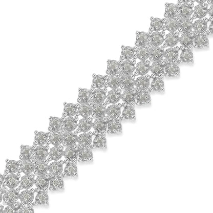 .925 Sterling Silver 3.0 cttw Diamond Multi-Row Tennis Bracelet (I-J Clarity, I3 Color) - Size 7" WEM Support (www.WEM.support)