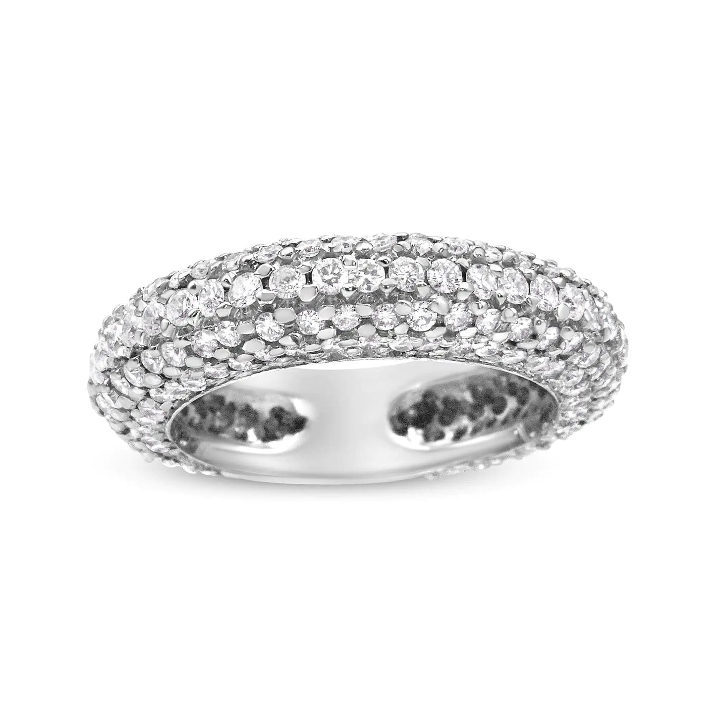 14K White Gold 2 1/2 Cttw Round-Cut Diamond Cluster Band Ring (H-I Color, SI1-SI2 Clarity) WEM Support (www.WEM.support)