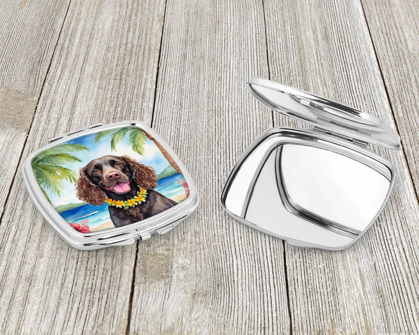 American Water Spaniel Luau Compact Mirror WEM Support (www.WEM.support)