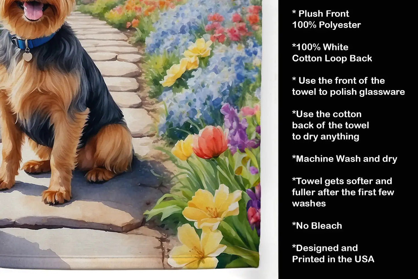 Australian Terrier Spring Garden Kitchen Towel WEM Support (www.WEM.support)