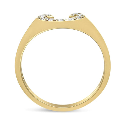 10K Yellow Gold 1/3 Cttw Round-Cut Diamond Men's Horseshoe Ring (H-I Color, VS1-VS2 Clarity) WEM Support (www.WEM.support)