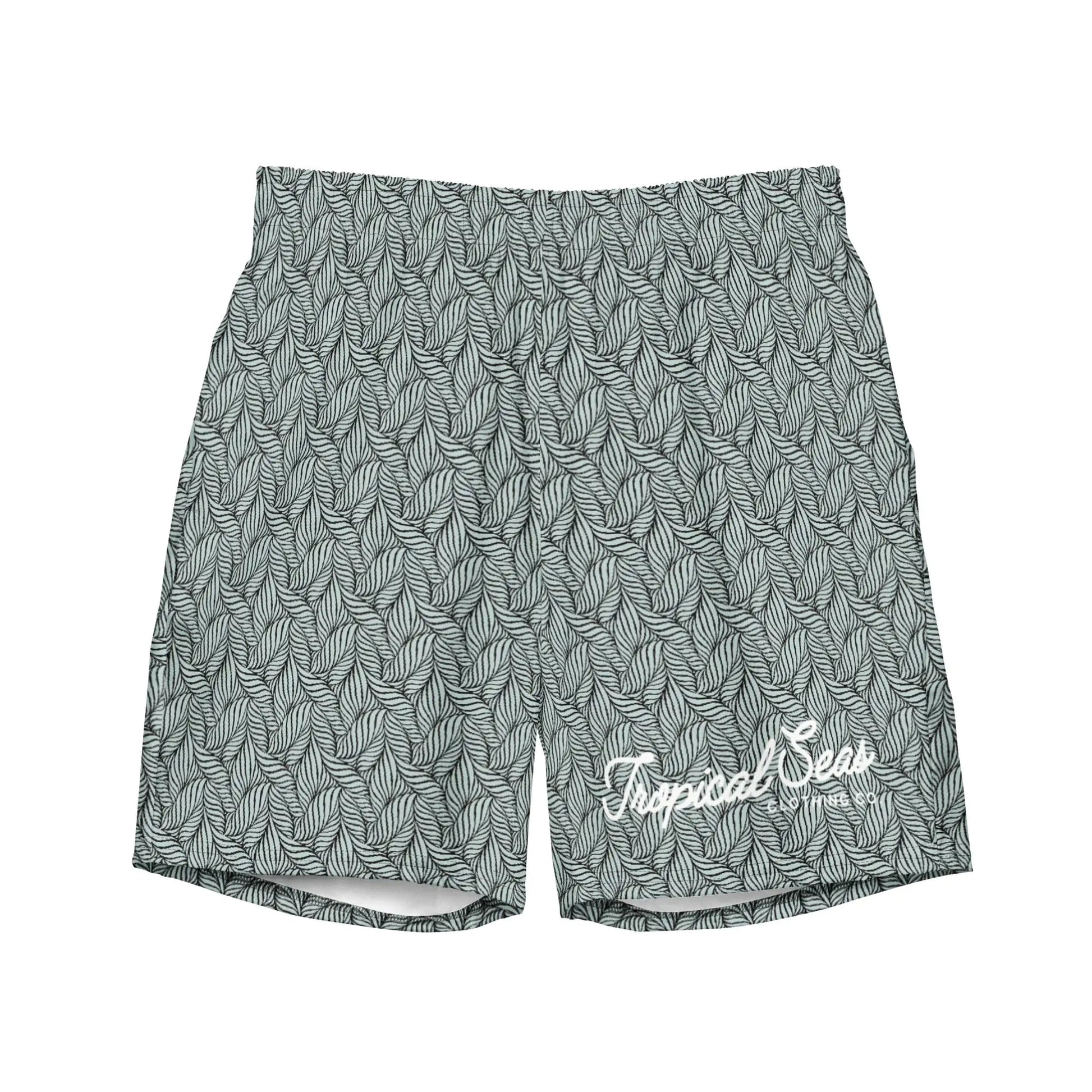 Men's Eco Grey Palm Swim Trunks WEM Support (www.WEM.support)