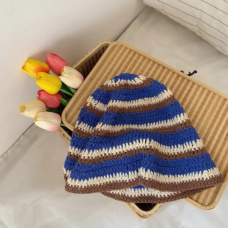 Japanese Retro Hollow Flower Handmade Knitted Bucket Hat HejK.com Marketplace LLC