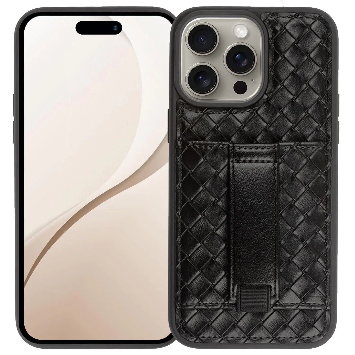 Walli Case for iPhone 15 Pro Max Case - Phone Case with Card Holder, Kickstand & Finger Strap - Vegan Leather Wallet Case for iPhone - Aesthetic Phone Case Compatible with iPhone 15 Pro Max - Catch Cards