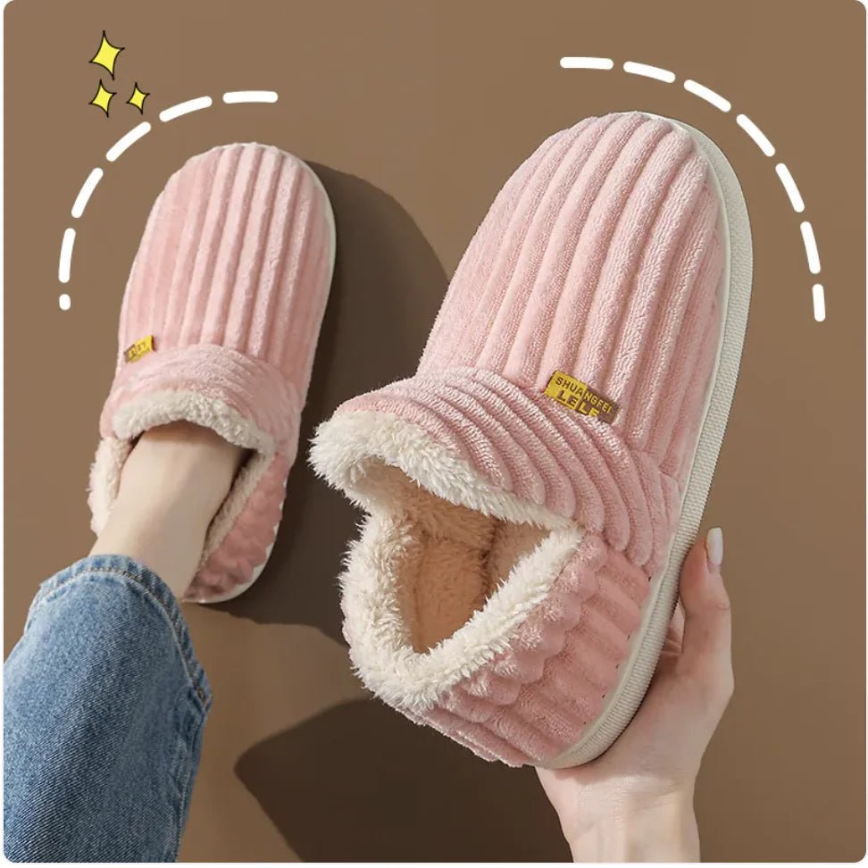 Warm Cotton Indoor Slippers - Non - Slip for Couples - Catch Cards
