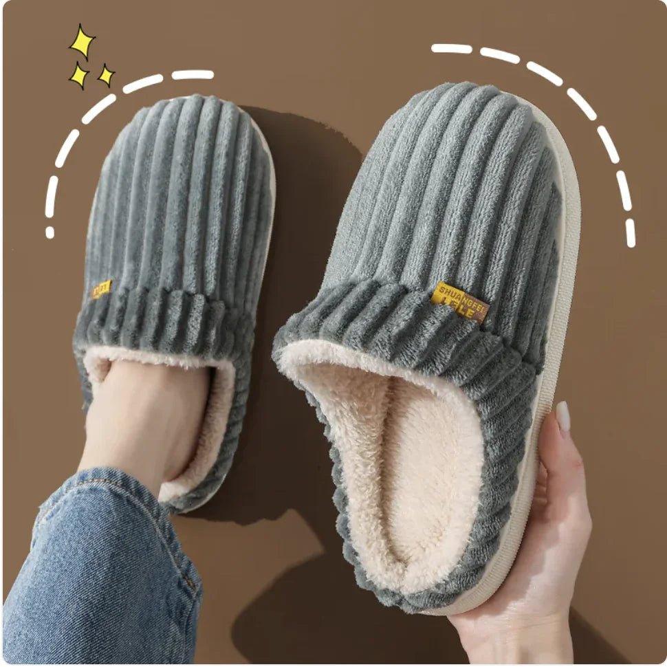 Warm Cotton Indoor Slippers - Non - Slip for Couples - Catch Cards