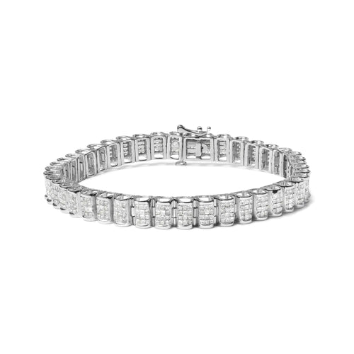 14K Gold 5.00 Cttw Square Princess Cut White Diamond Rectangular Invisible Set Link Tennis Bracelet (H-I Color, SI2-I1 Clarity) - 7.25” Inches WEM Support (www.WEM.support)