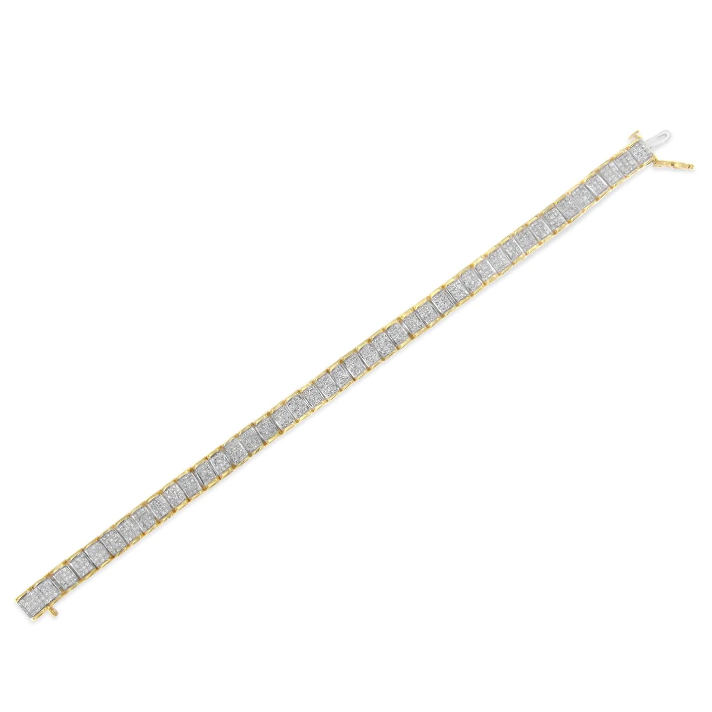 14K Gold 5.00 Cttw Square Princess Cut White Diamond Rectangular Invisible Set Link Tennis Bracelet (H-I Color, SI2-I1 Clarity) - 7.25” Inches WEM Support (www.WEM.support)