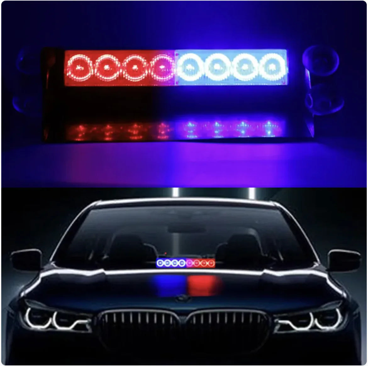 Front Windshield Shovel with 8-LED Red & Blue Flashing Lights WEM Support (www.WEM.support)