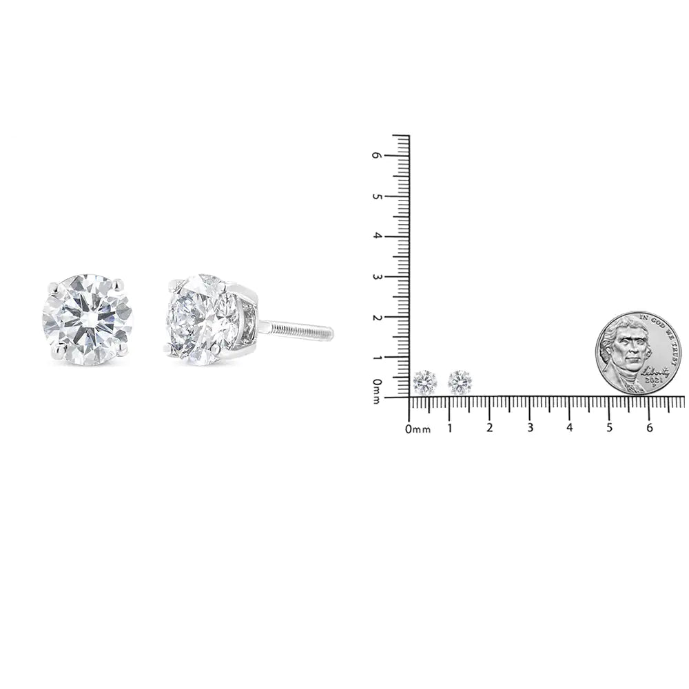 IGI Certified 14K White Gold 1 1/2 Cttw Lab Grown Diamond Solitaire Stud Earrings with Screwbacks (H-I Color, VS1-VS2 Clarity) WEM Support (www.WEM.support)