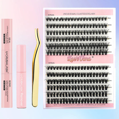 DIY Eyelash Extension Kit - 240pcs Cluster Lash with Bond & Seal WEM Support (www.WEM.support)