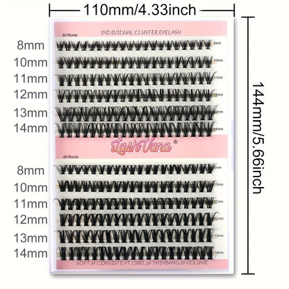 DIY Eyelash Extension Kit - 240pcs Cluster Lash with Bond & Seal WEM Support (www.WEM.support)