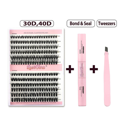 DIY Eyelash Extension Kit - 240pcs Cluster Lash with Bond & Seal WEM Support (www.WEM.support)
