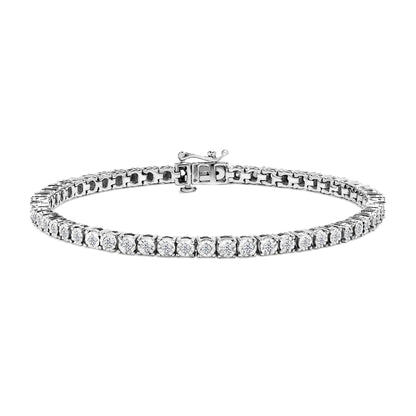 .925 Sterling Silver 1.0 Cttw Diamond Illusion-Set Miracle Plate Tennis Bracelet (I-J Color, I3 Clarity) - 7" WEM Support (www.WEM.support)