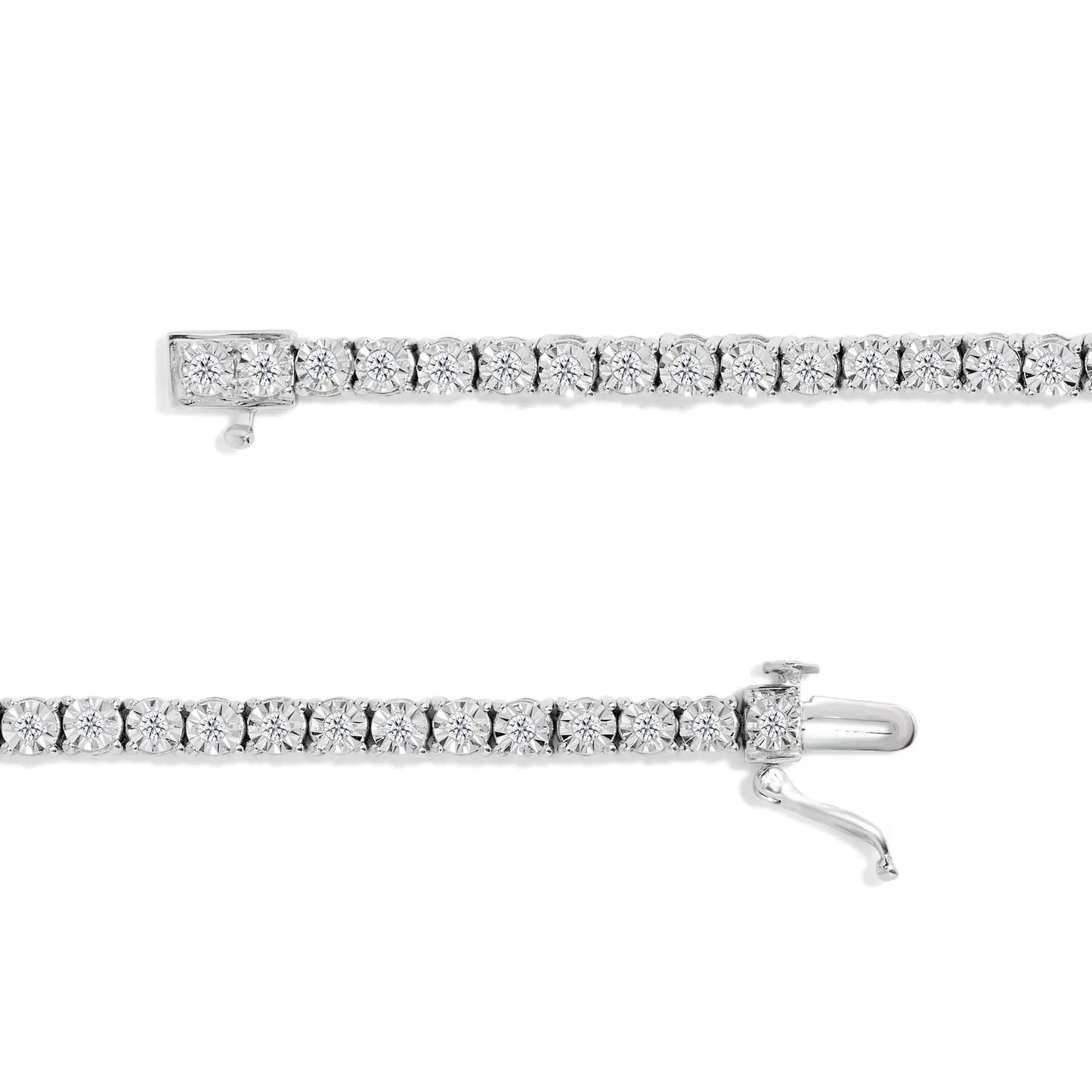 .925 Sterling Silver 1.0 Cttw Diamond Illusion-Set Miracle Plate Tennis Bracelet (I-J Color, I3 Clarity) - 7" WEM Support (www.WEM.support)