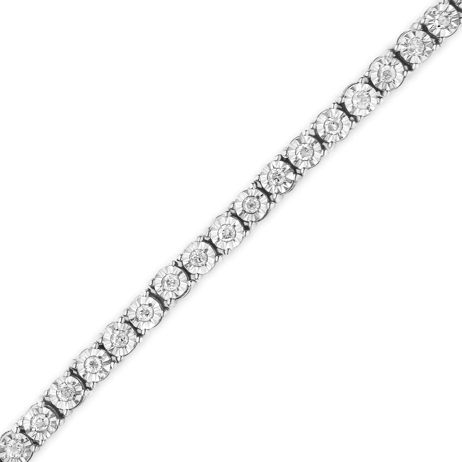 .925 Sterling Silver 1.0 Cttw Diamond Illusion-Set Miracle Plate Tennis Bracelet (I-J Color, I3 Clarity) - 7" WEM Support (www.WEM.support)