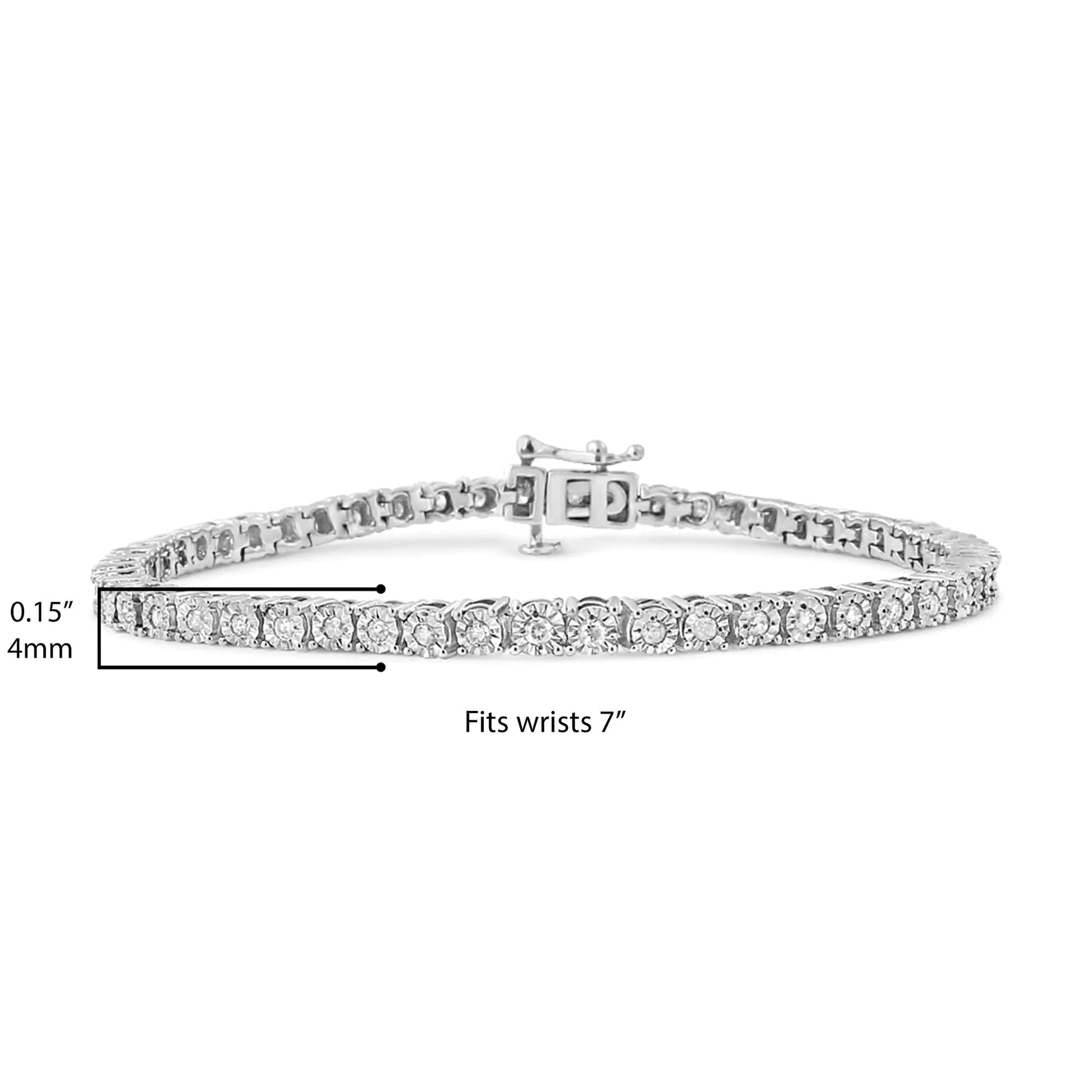 .925 Sterling Silver 1.0 Cttw Diamond Illusion-Set Miracle Plate Tennis Bracelet (I-J Color, I3 Clarity) - 7" WEM Support (www.WEM.support)