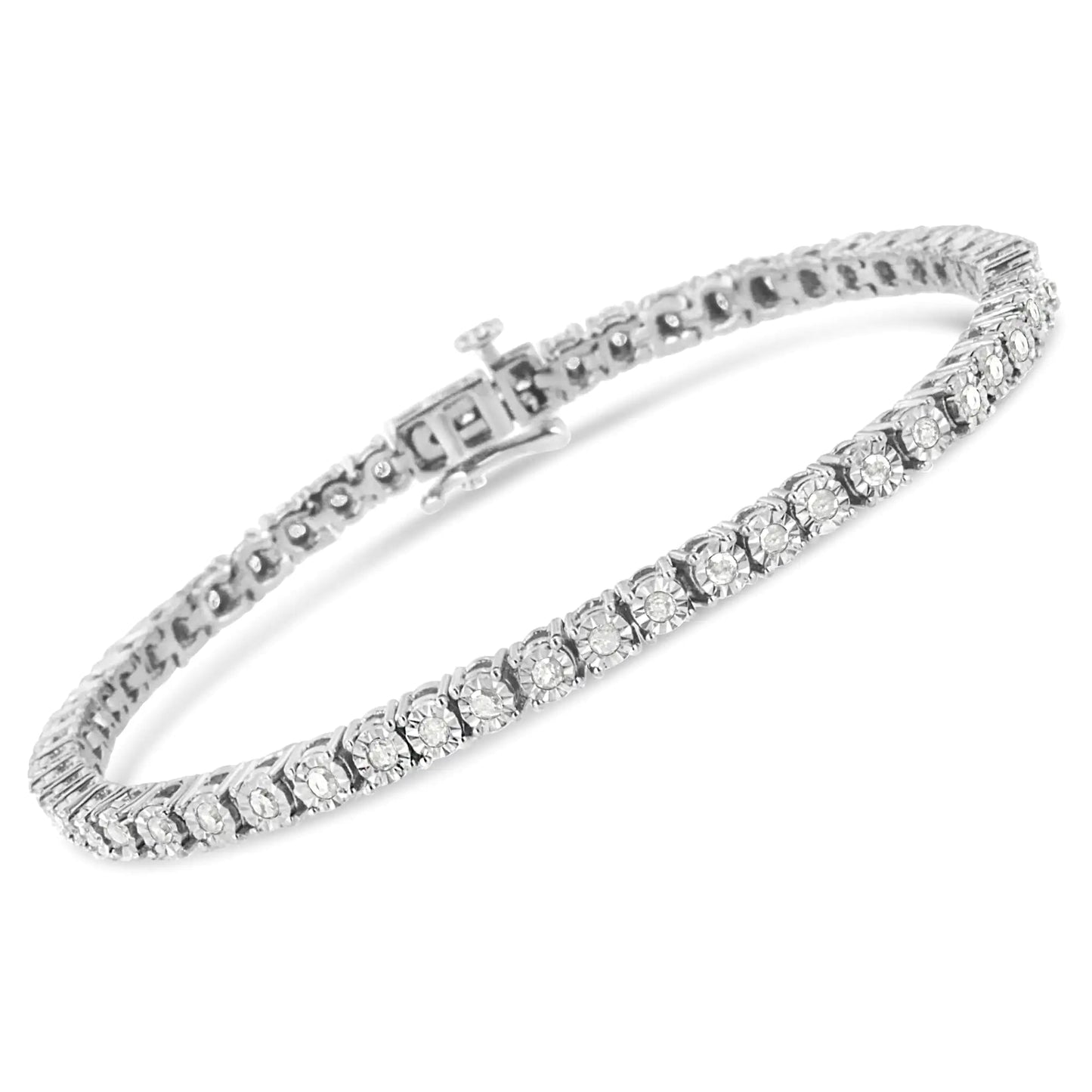 .925 Sterling Silver 1.0 Cttw Diamond Illusion-Set Miracle Plate Tennis Bracelet (I-J Color, I3 Clarity) - 7" WEM Support (www.WEM.support)