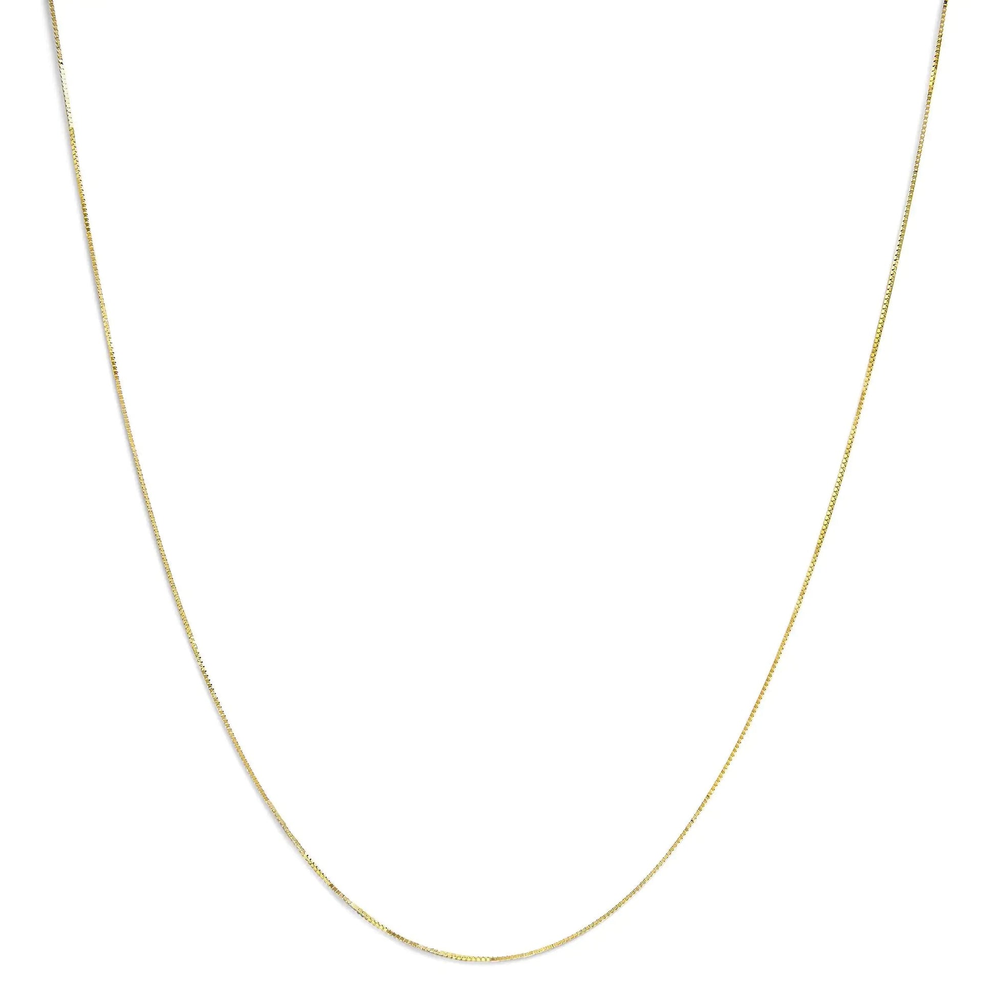 Unisex Solid 14K Gold 0.75mm Classic Box Chain Necklace WEM Support (www.WEM.support)