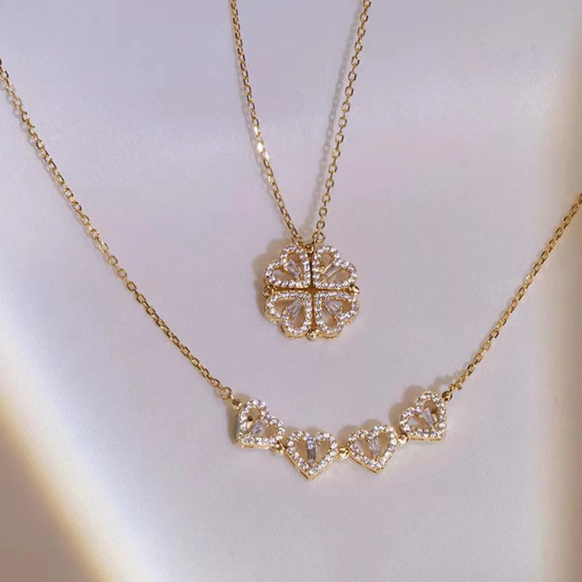 Four-Leaf Clover Double-Wear Necklace WEM Support (www.WEM.support)