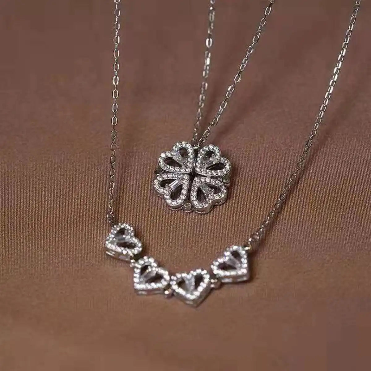 Four-Leaf Clover Double-Wear Necklace WEM Support (www.WEM.support)