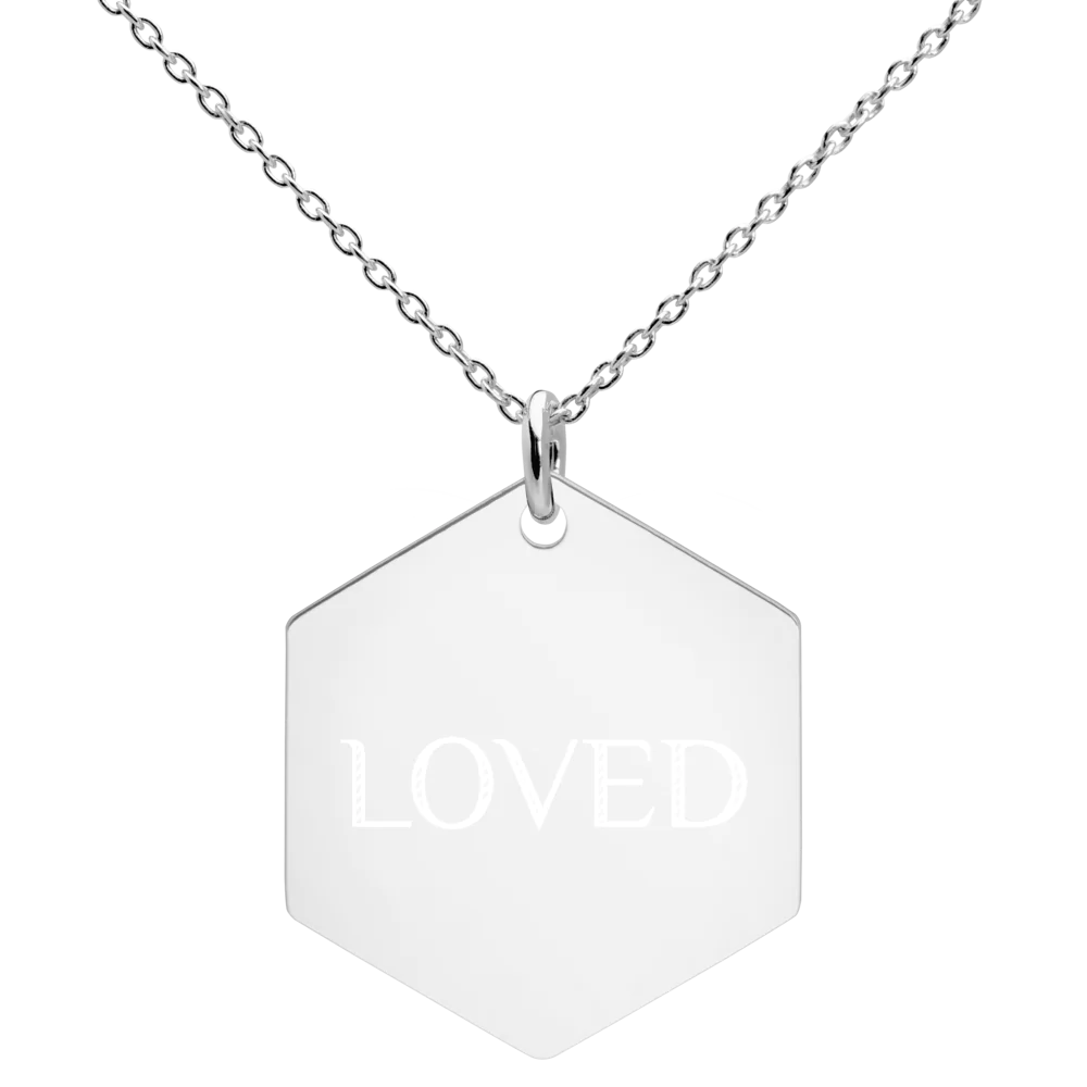 Sterling Silver Loved Hexagon Necklace WEM Support (www.WEM.support)