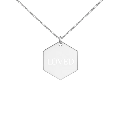 Sterling Silver Loved Hexagon Necklace WEM Support (www.WEM.support)
