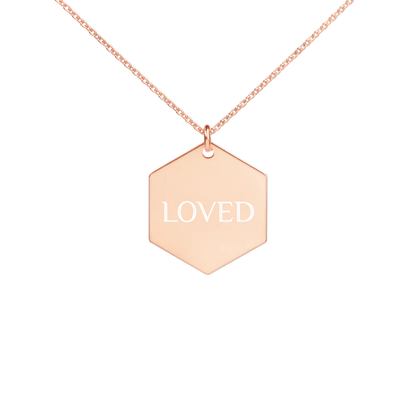 Sterling Silver Loved Hexagon Necklace WEM Support (www.WEM.support)