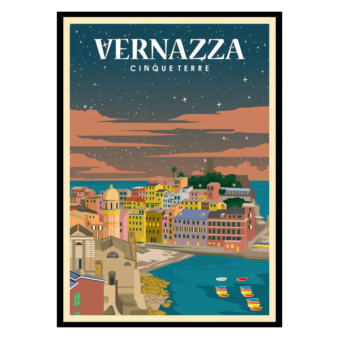Vernazza by Night No2 Cinque Terre Poster WEM Support (www.WEM.support)