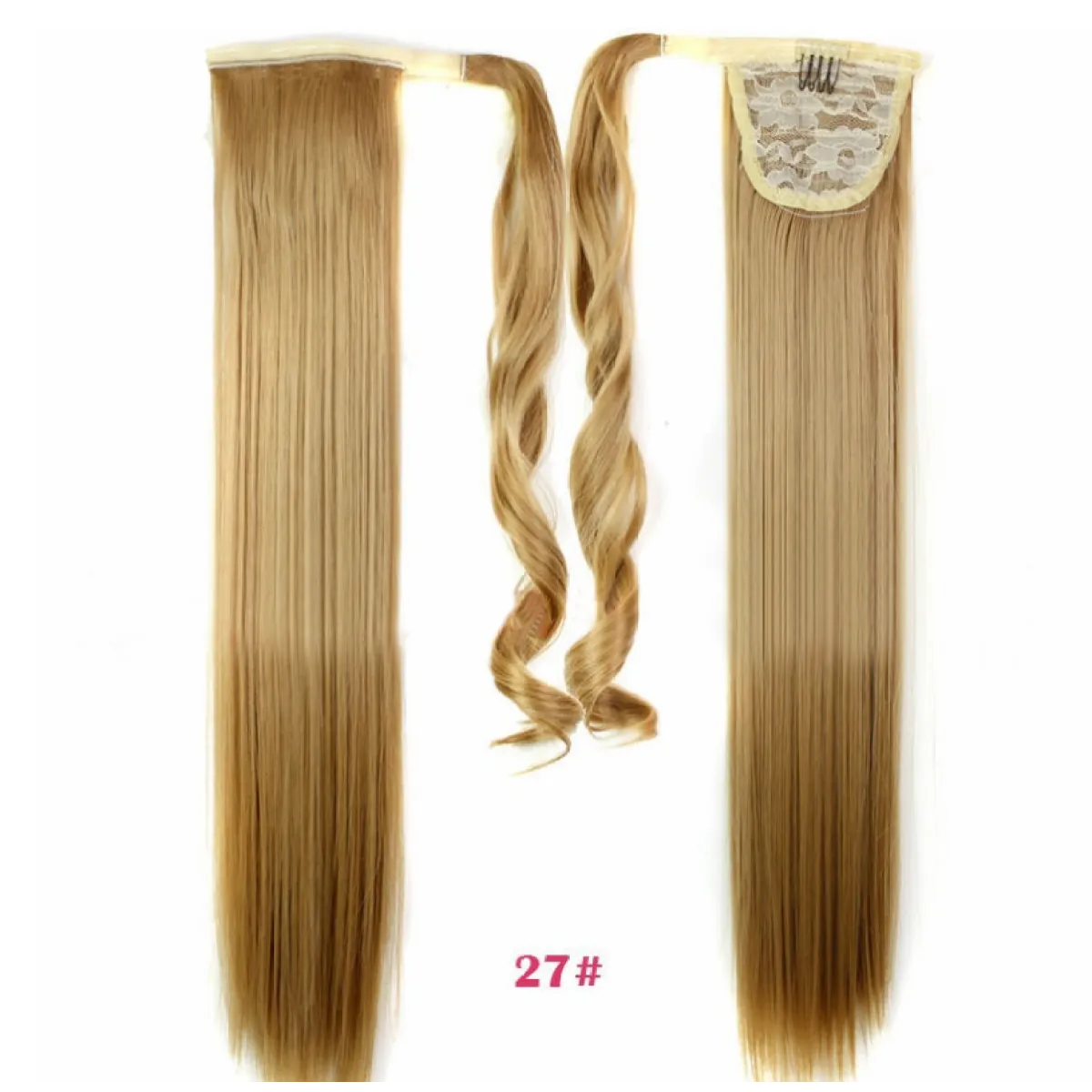 Synthetic Long Straight Wrap Around Hair Extension WEM Support (www.WEM.support)