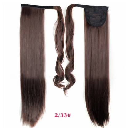 Synthetic Long Straight Wrap Around Hair Extension WEM Support (www.WEM.support)