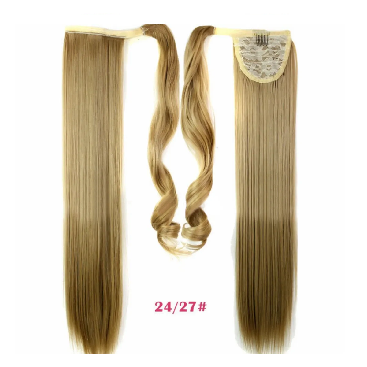 Synthetic Long Straight Wrap Around Hair Extension WEM Support (www.WEM.support)