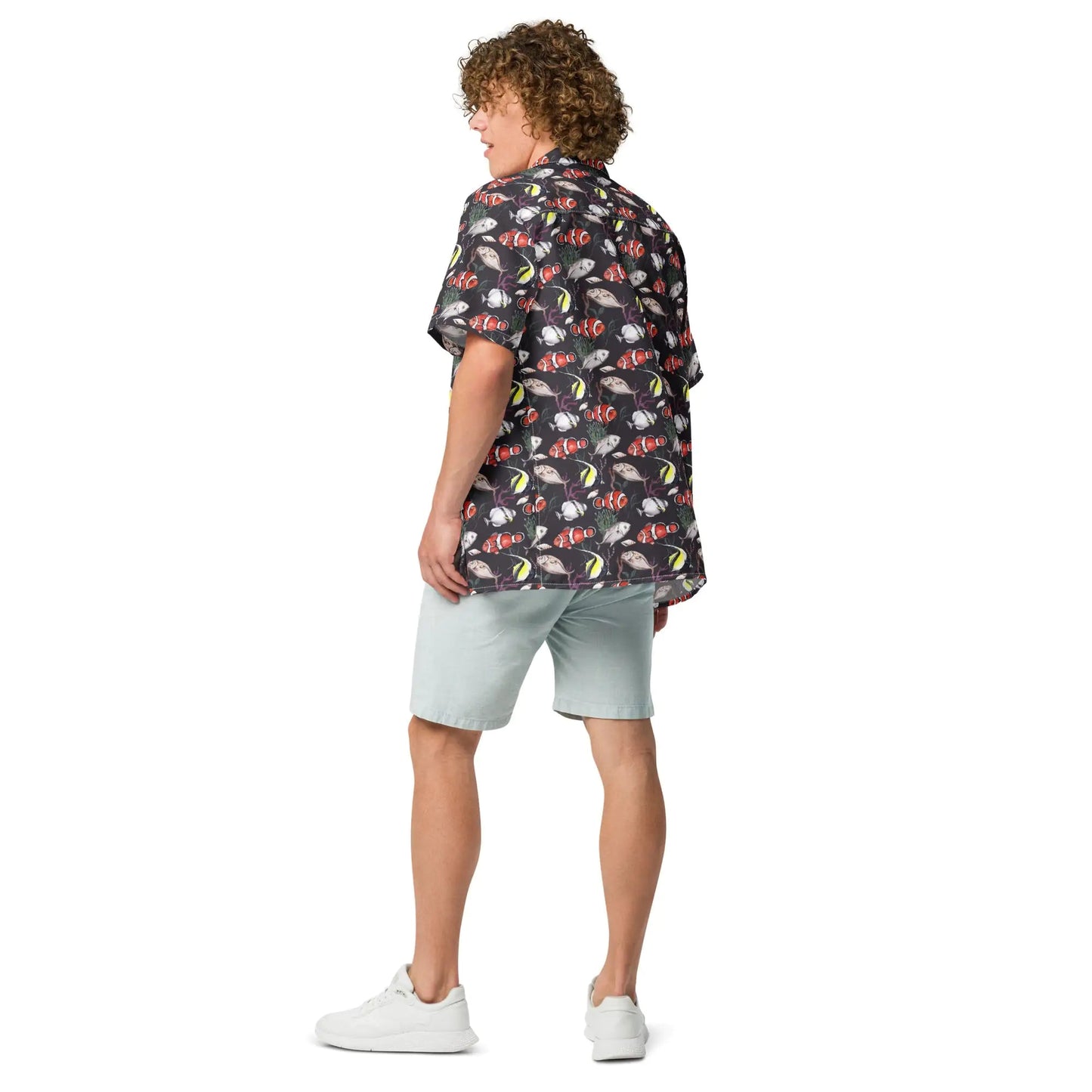 Murky Reef Tropical Saltwater Fish Hawaiian Button Shirt: Dive into Underwater Elegance! WEM Support (www.WEM.support)